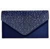 Elegant Women's Japanese Style Black Clutch with Flap & Hot Drilling Design