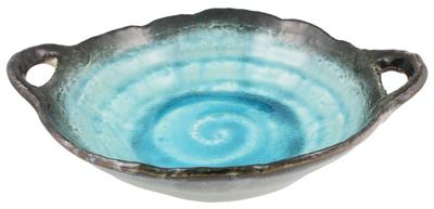 Mino Yamasaku with Approximately 26cm In Diameter and In Made In Ware, Kiln, "Turkish Blue" 7-inch Bowl/plate Handle, 5.5cm Height, Japan, 520-0066