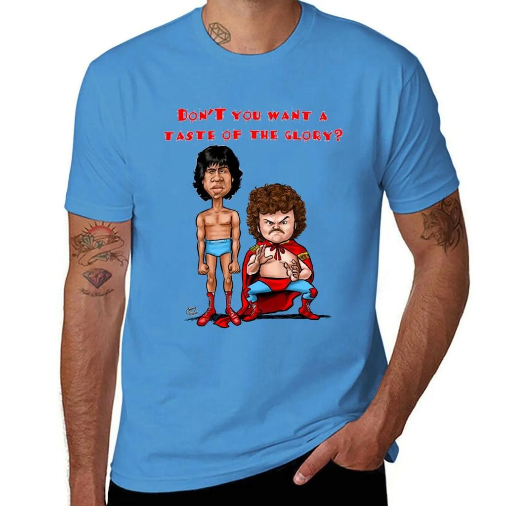 Nacho Libre Taste of the Glory T-shirt Funnys Oversizeds Mens Plain T Shirts