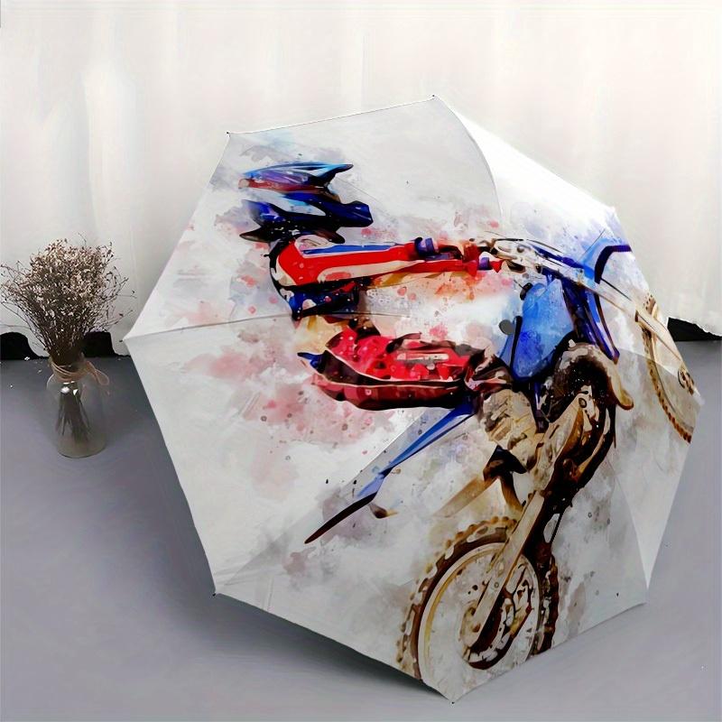 1 Stück Motorrad, Fahrer-Thema, Hochwertiger Regenschirm, Automatisches Öffnen und Schließen, Multifunktionaler Regenschirm G0811134