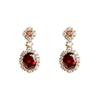 Vintage Zircon Red Court Style 925 Silver Earrings with 14K Gold Plating