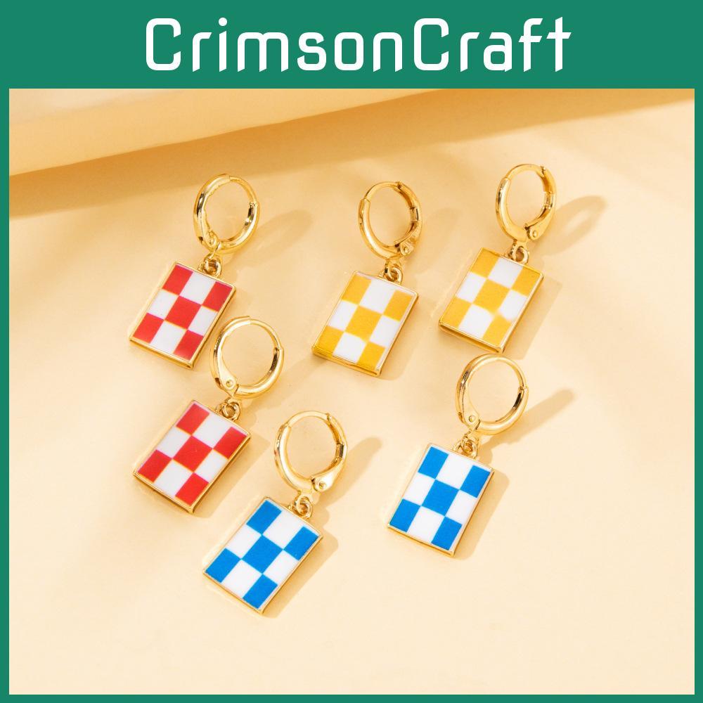 Stylish Modern Plaid Earrings Chic Geometric Shape For Birthdays Weddings Gifts