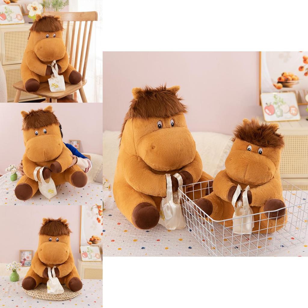 Creative Funny Worker Cow Horse Plush Toy With Soft Short Pile For Gift And Decoration