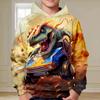 Boys Dinosaur Hoodie Pullover Long Sleeve  Fall Winter Fashion Streetwear Cool Kids Outdoor Casual Daily Regular Fit