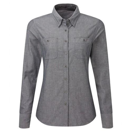 Premier Womens/Ladies Chambray Organic Long-Sleeved Shirt