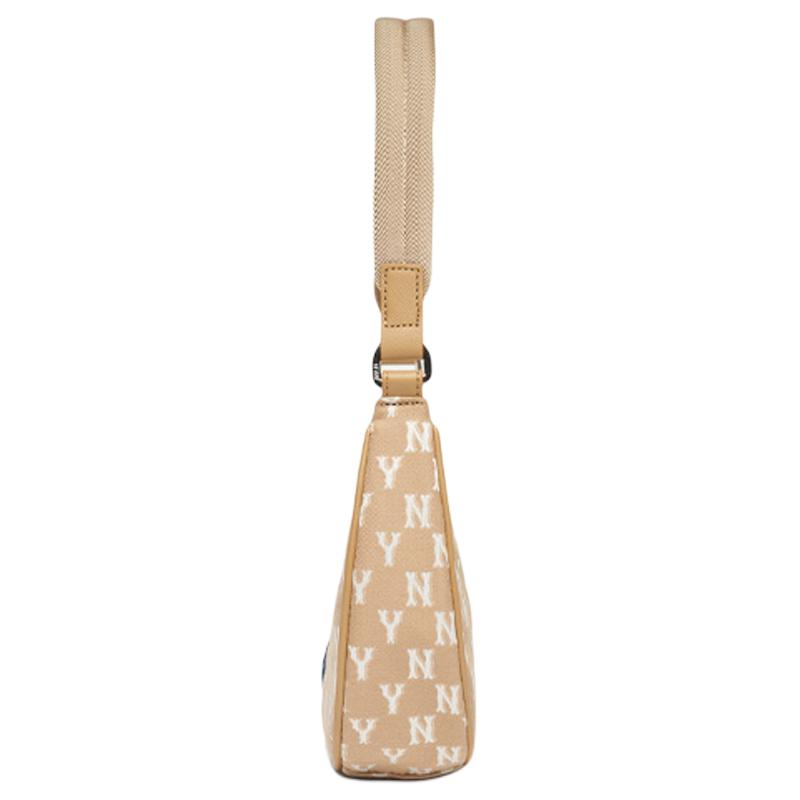 New MLB Monogram Collection Artificial Leather Polyester Shoulder Bag, Pochette, Shoulder Bag Women's Cream Latte 3ABQS012N-50BGD