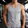 Men Vest Slim Fit Sleeveless Round Neck Summer Camisole Pure Color Racerback Design Summer Sport Vest