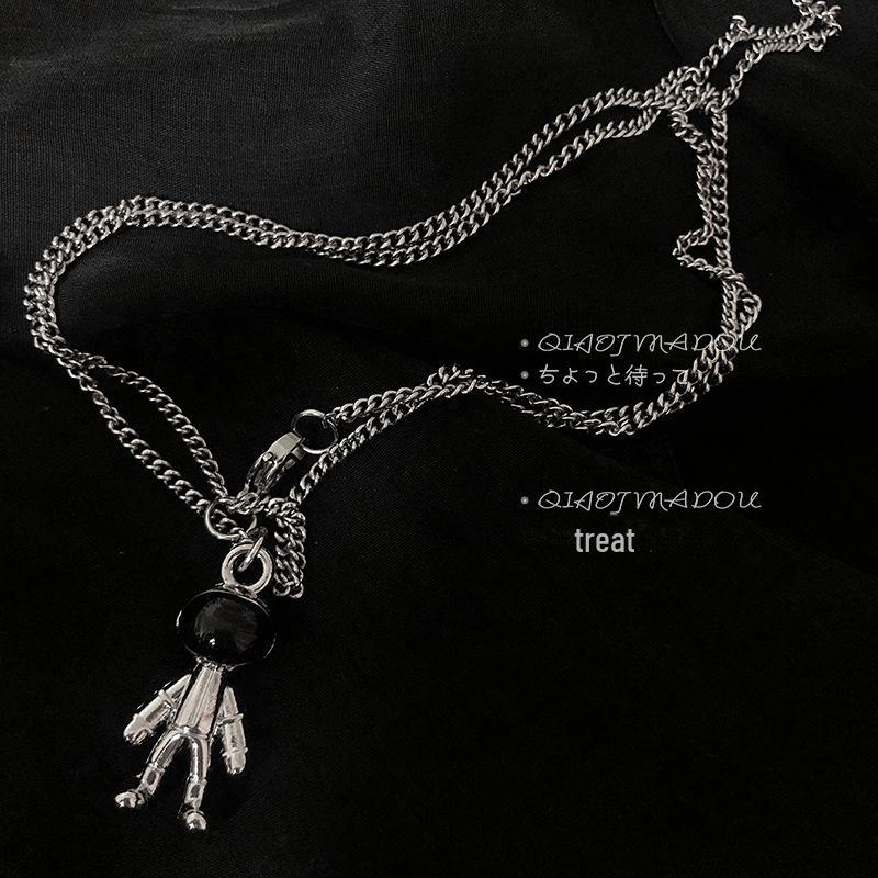 "European & American Double-Layer Love Necklace: Hip-Hop Inspired Long Sweater Chain for Women"
