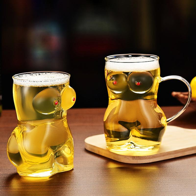 Glass Beer Mug Creative Women Body Shaped Beer Glasses Water Cup Sexy Beer Mug Cocktail Glass Pub Drinking Mugs Beer Cup