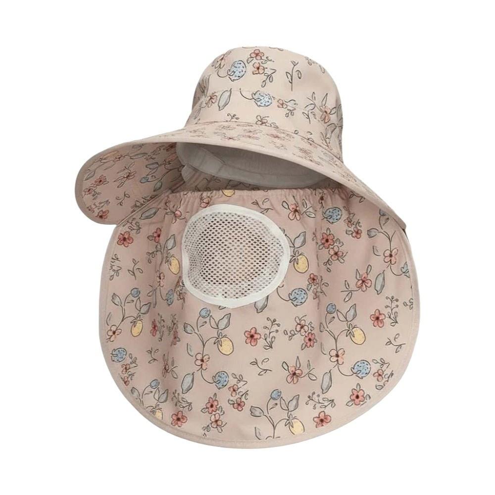 Floral Picking Tea Hat With Mask Neck Protection Hat Soft Sunshade Shawl Cap  for Gift