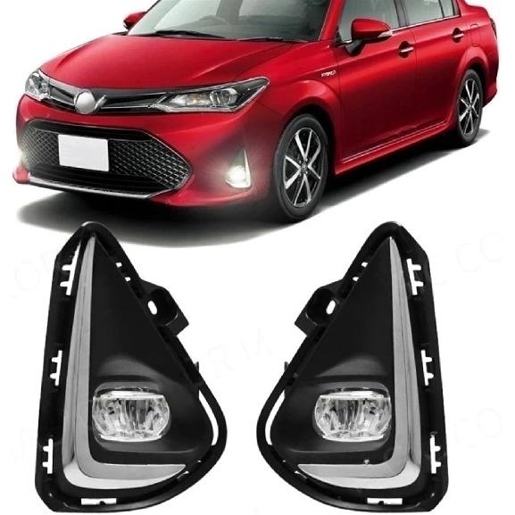 Led Fog Lights Compatible For Toyota Corolla Axio 2018 2019 2020 2021 Fog Lamp Assembly Grill Headlight Wires Button Frame Chrome Covers(Led Fog