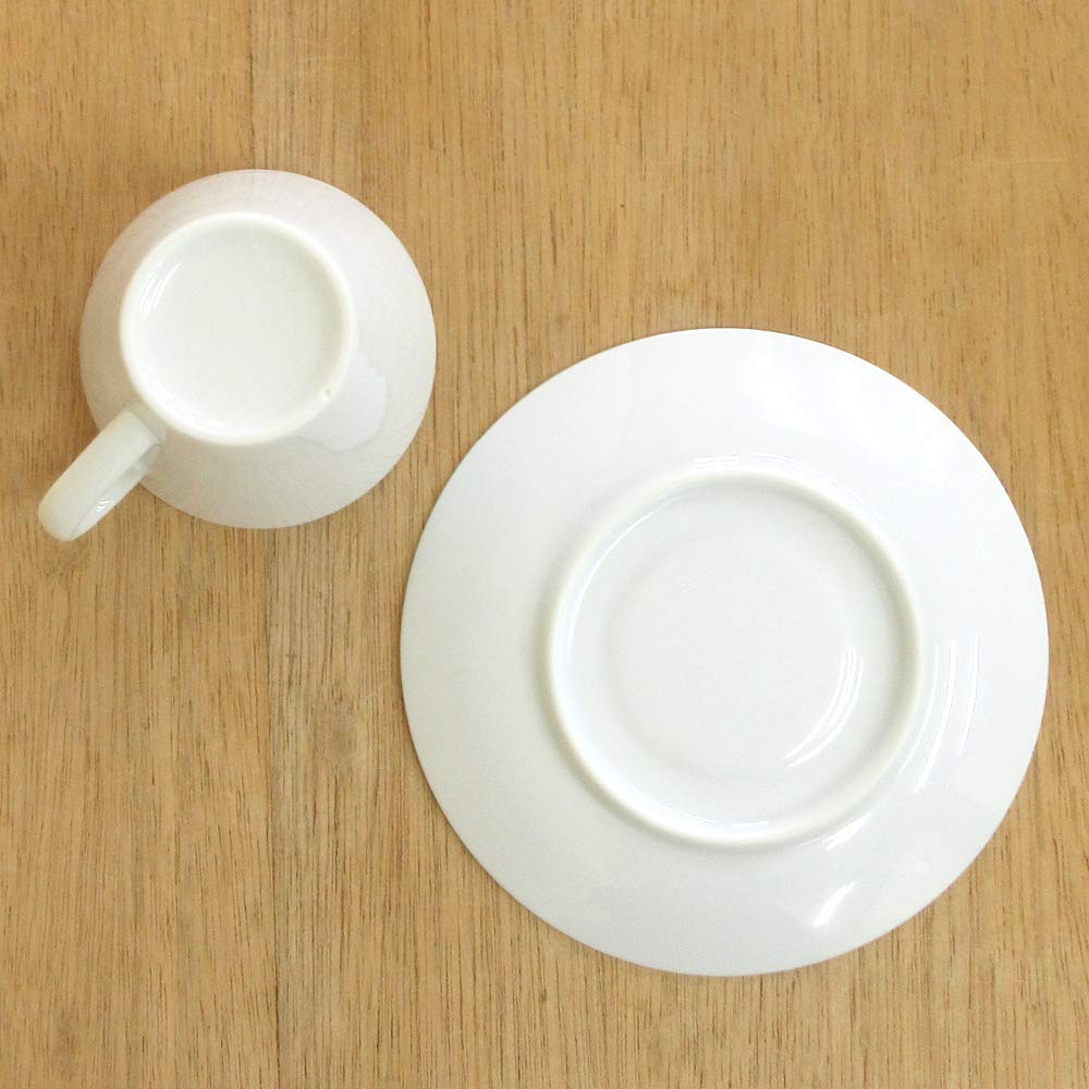 White coffee cups and saucers, set of 5, hotel-grade, commercial use, made in Japan