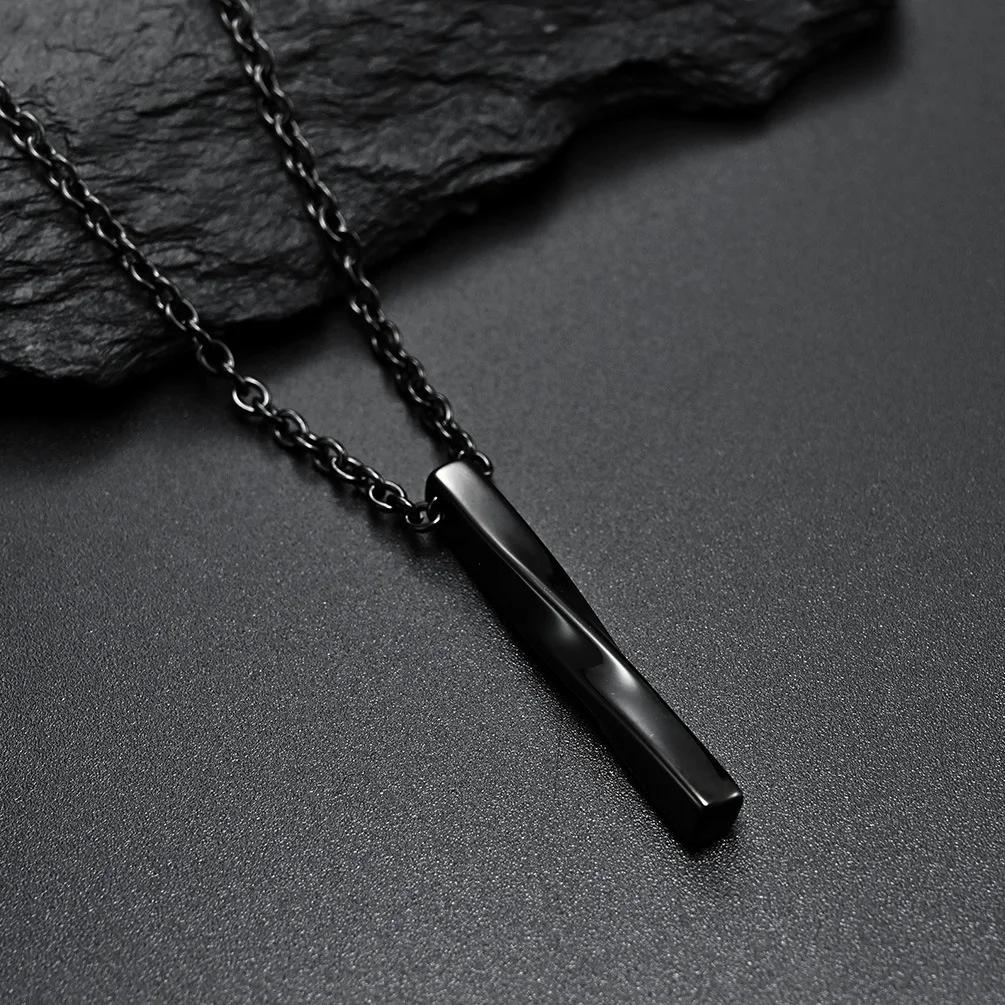 Personality Geometric Square Spiral Pendant Necklace for Mens Hip Hop Rock Chokers Stainless Steel Chain Punk Party Jewelry Gift