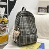 Schoolbag Schoolbag Junior High School Girls Japanese Ins Retro Plaid College Students Simple and Versatile Korean Version High School Backpack Women