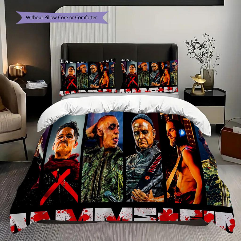 Rock Band Performance Theme Bedding (1 * Duvet Cover + 2 * Pillowcase, Without Core) 2D Flat Duvet Cover and Pillowcase Christmas Birthday Gift