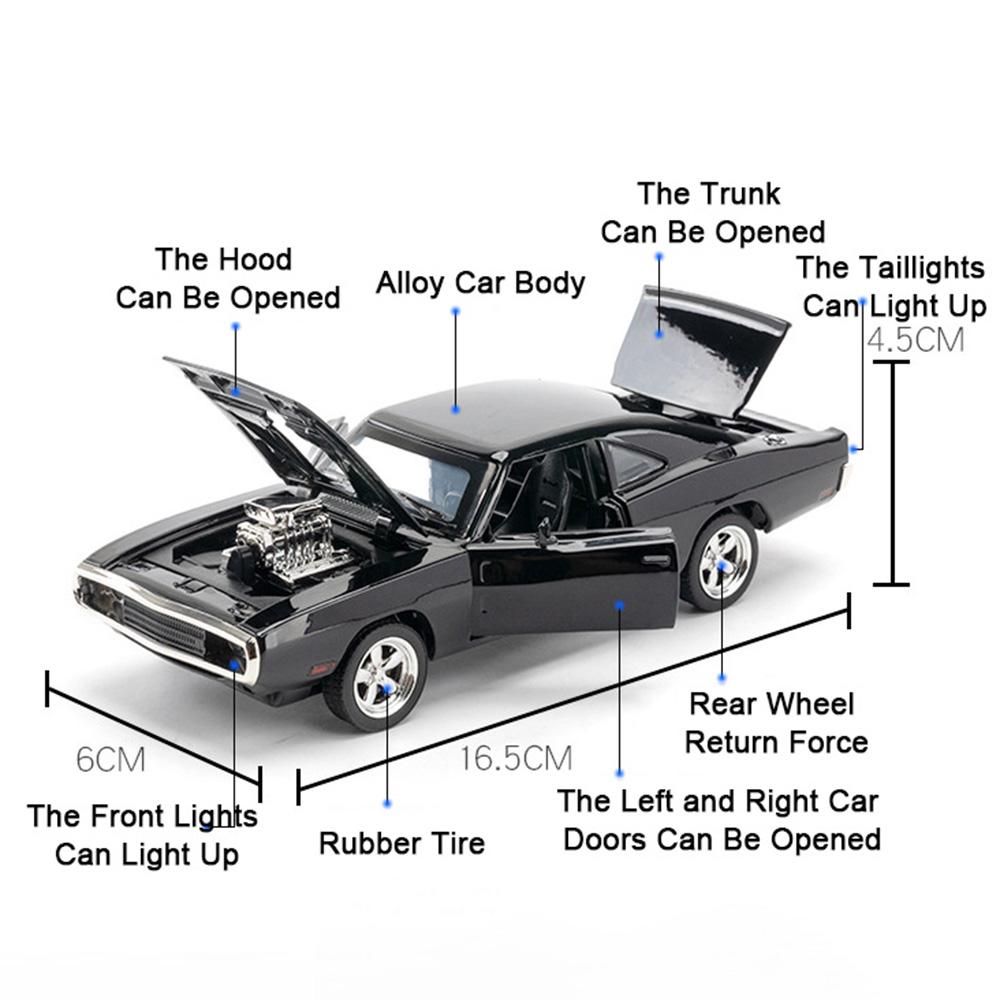 1:32 Mustang GT500 Charger 1970 Alloy Car Model Toy Sound and Light Feedback Ornaments Collection Models Children's Toys Gifts
