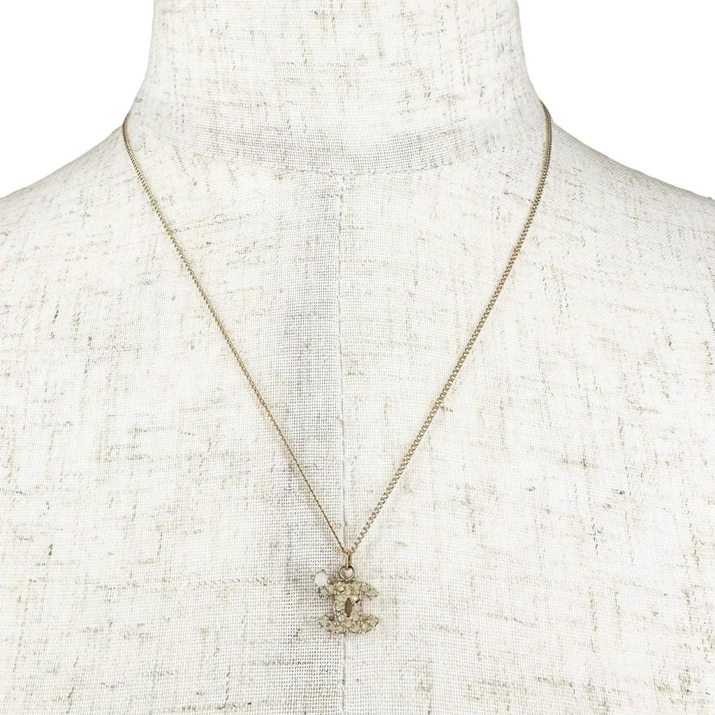 CHANEL COCO Mark rhinestone 09A Necklace gold Women used