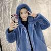 Autumn and winter thickened imitation rabbit fur long hooded loose knee jacket women's plush coat imitation fur