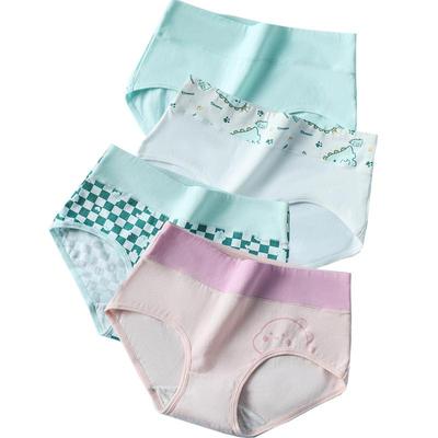 Baumwoll-Damenhöschen, hohe Taille, Unterwäsche, atmungsaktiv, niedlicher Aufdruck, Mädchen-Slips, Übergröße, M-5XL
