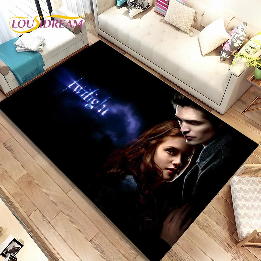 Tapete de Área Impresso em HD Saga Crepúsculo Grande, Tapete para Sala de Estar Quarto Sofá Capacho Decoração, Tapete de Chão Antiderrapante para Crianças