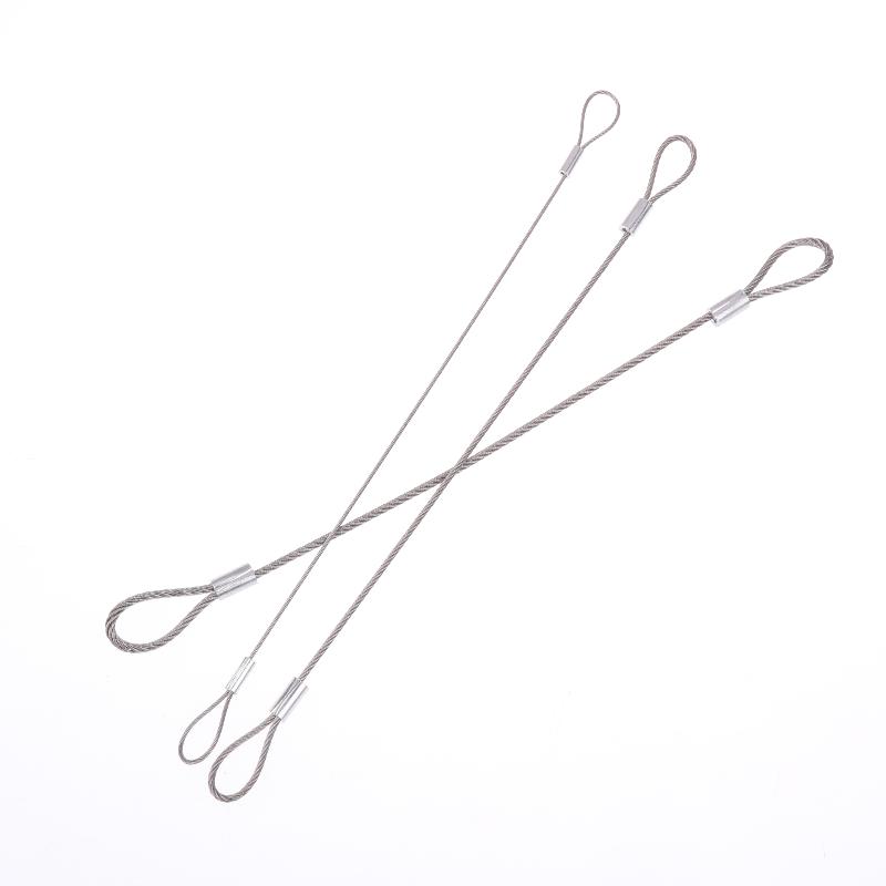 3 Pcs Safe 20Cm Safety Security Cable Wire Stainless Steel Sliver Stage Lights Rope Double Loop Daily