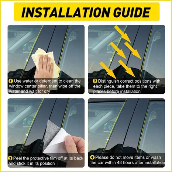 6x Black Pillar Posts Cover Door Trim For HYUNDAI GENESIS G80 2015- Sedan EK