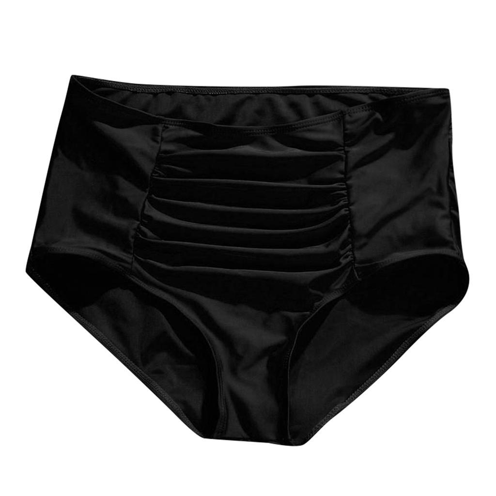 Women's Fashion -Colour Sexy Pleated High-Waisted Bikini Bottoms