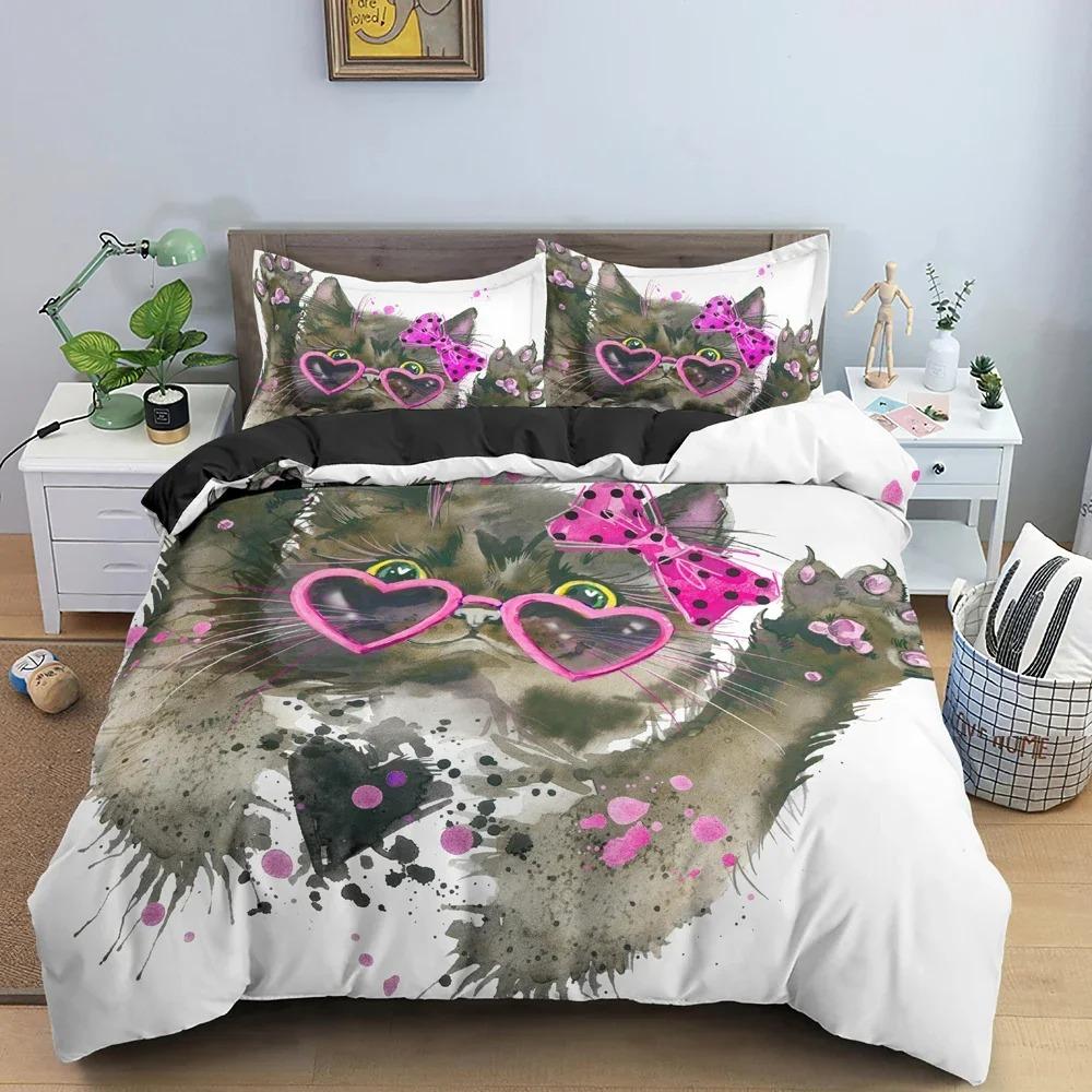 Cartoon Pet Bedding Set Cute Animals Duvet Cover Pattern Comforter Covers Twin King Size Quilt Cover With Pillowcase Bedclothes