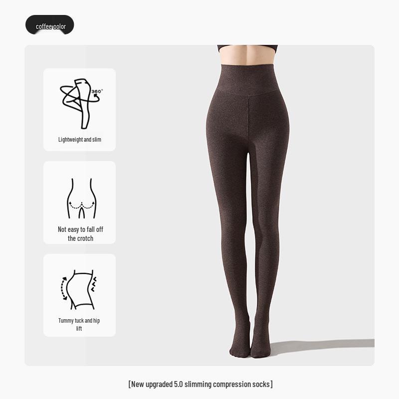 Damen Graue Extra-Lange High-Waist Kompressionsleggings - Fleecegefüttert, Dick, Vertikale Streifen für Herbst/Winter
