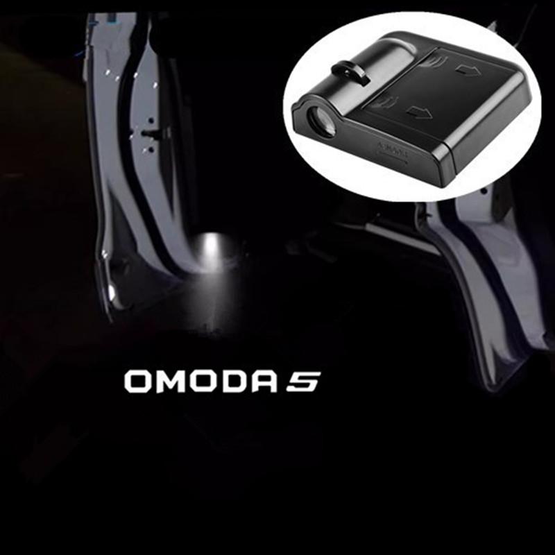 2Pcs Car Door Welcome Shadow Lights LED Projector Ghost Atmosphere Decorative Lamp For Chery Omoda C5 5 FX 2023 2024 GR Sport