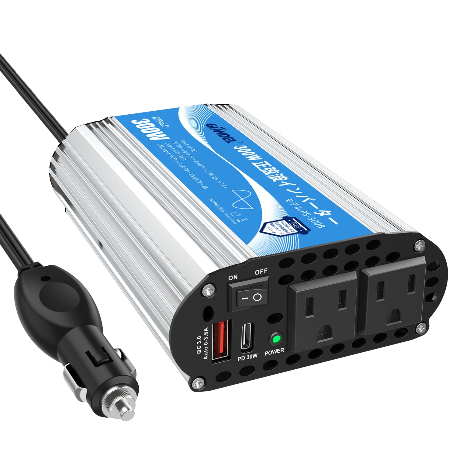 

GIANDEL Sine Wave 300W Car Inverter, Car Charger, Convert Power Supply, Convert DC 12V 300W Inverter срібний