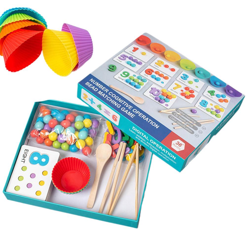 Arithmetic Math Toy Set Montessori Math Beads Counting Toy Montessori Arithmetic Kit for Early Childhood Educational Activities