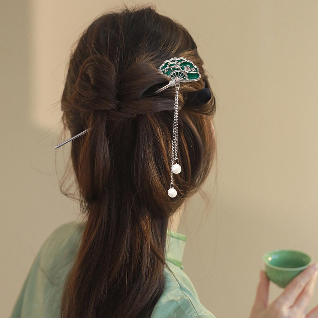 Plum Hairpin Vintage Style Hair Stick with Tassel Dangle Hanfu Hair Accessory for Cheongsam Chinese Hairpin for Women