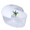 Small Reptile Terrarium Clear Plastic Gecko Habitat Equipped with Basking Island Realistic Coconut Trees for Tadpoles