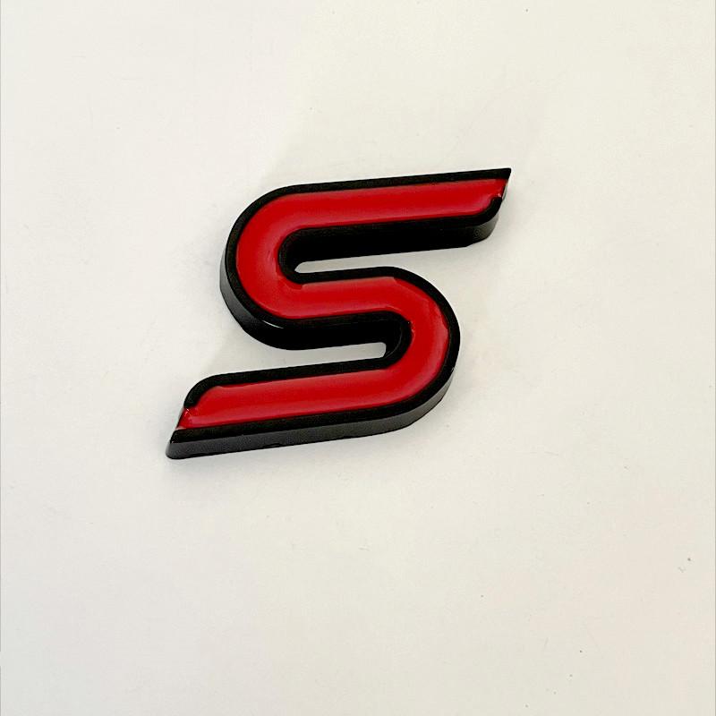 3D Metal S Logo Front Grille Emblem Badge Car Rear Trunk Stickers For Focus Fiesta Escape Ecosport Kuga Mondeo Accessories