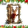 Christmas Scene Decorations 3D Reindeer Wall Sticker, Self?Adhesive Winter Snow Living Room Holiday Decor Mural, Removable Art for Home Store