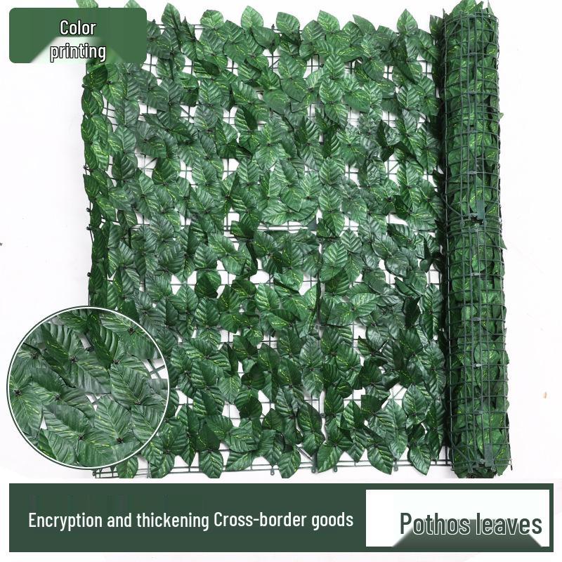 Artificial Green Leaf Hedge: Fake Pothos Climbing Plant, Plastic Balcony Fence & Wall Screening
