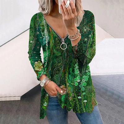 Women Autumn Floral Multicolored Butterfly Printed Long Sleeve T-Shirts Loose V-Neck Plus Size Tee Shirt Tops Comfy Blouse
