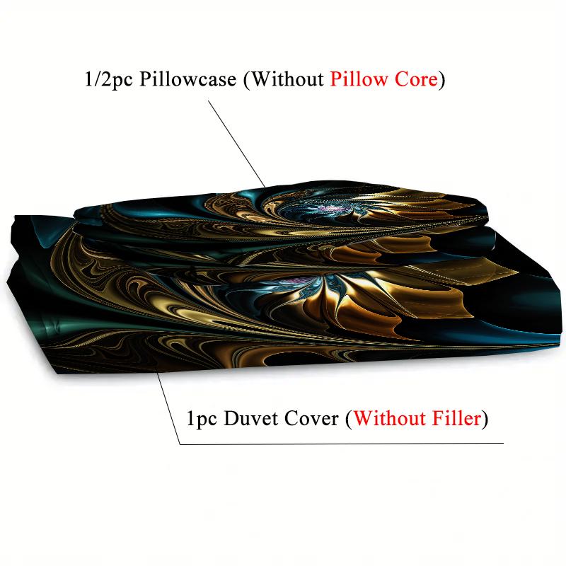 3D Printed Black And Golden Floral Bedding Set Soft Comfortable Bedding Cover Pillowcase Luxury Modern Fashion Duvet Cover Sets