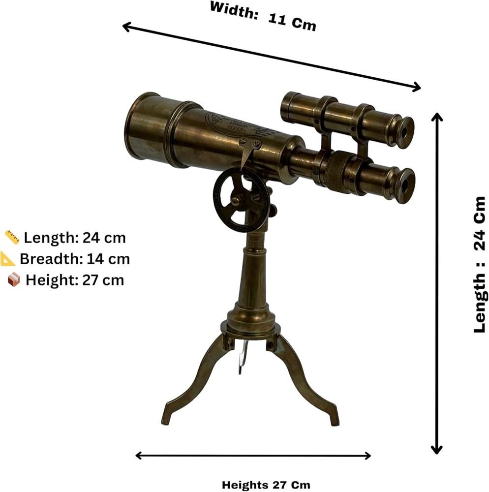 Messing Teleskop mit Holzstativständer Maritim Nautisch Vintage Schreibtischdeko