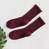 Fashionable Cute Lettuces Edge Frilly Ribbed Knitted Crew Socks for Women Ruffle Ankle Middle Tube Socks