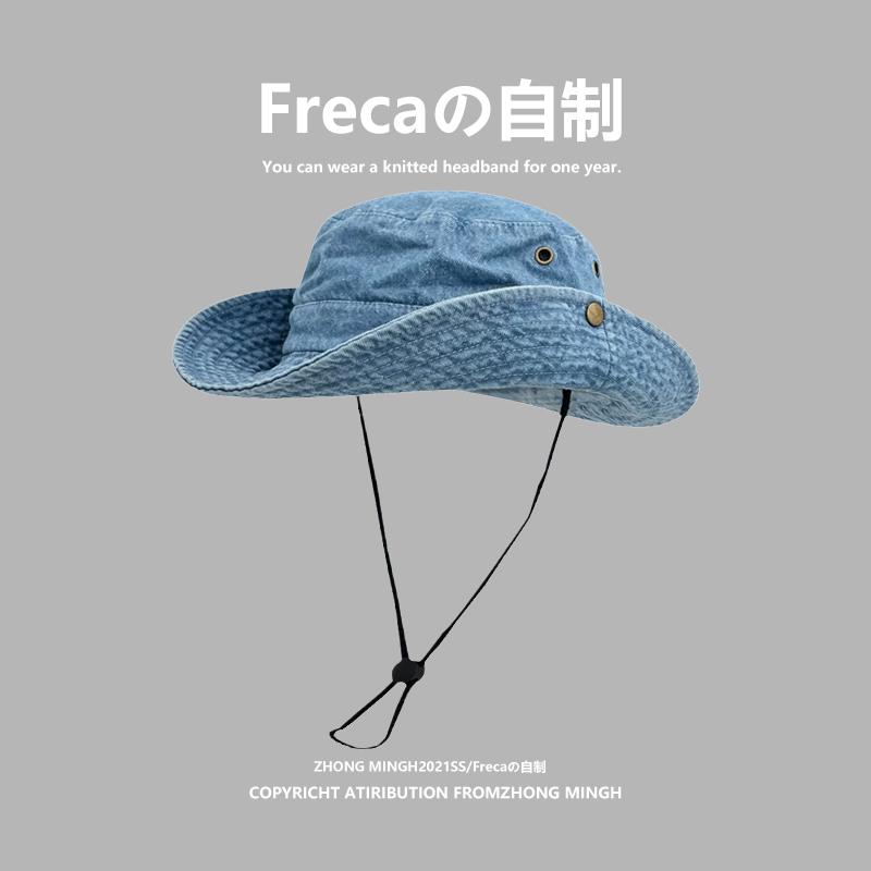 Japanese Outdoor Western Cowboy Fisherman Cap Men Women Summer Travel Mountaineering Fishing Bucket Hats Sun Protection Sun Hat