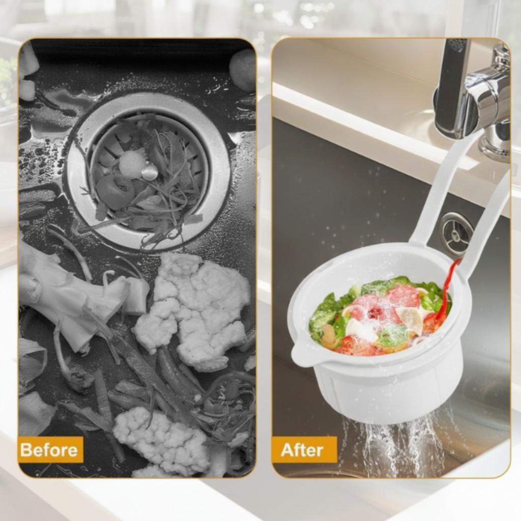 Kitchen hanging sink drain basket press type automatic residue cleaning filter white12cm