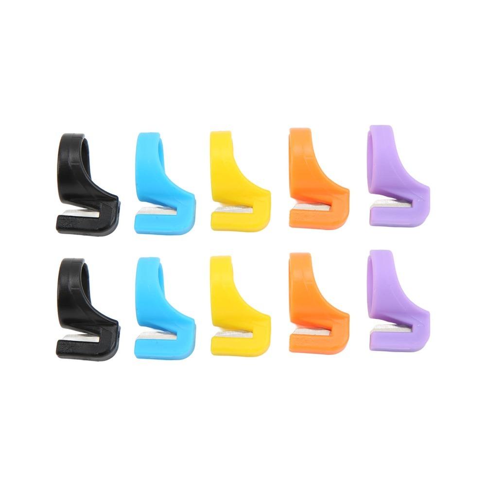 10pcs Ergonomic Design Ring Cutter Different Colors Plastic Thimble Set Thread Cutter  Embroidery