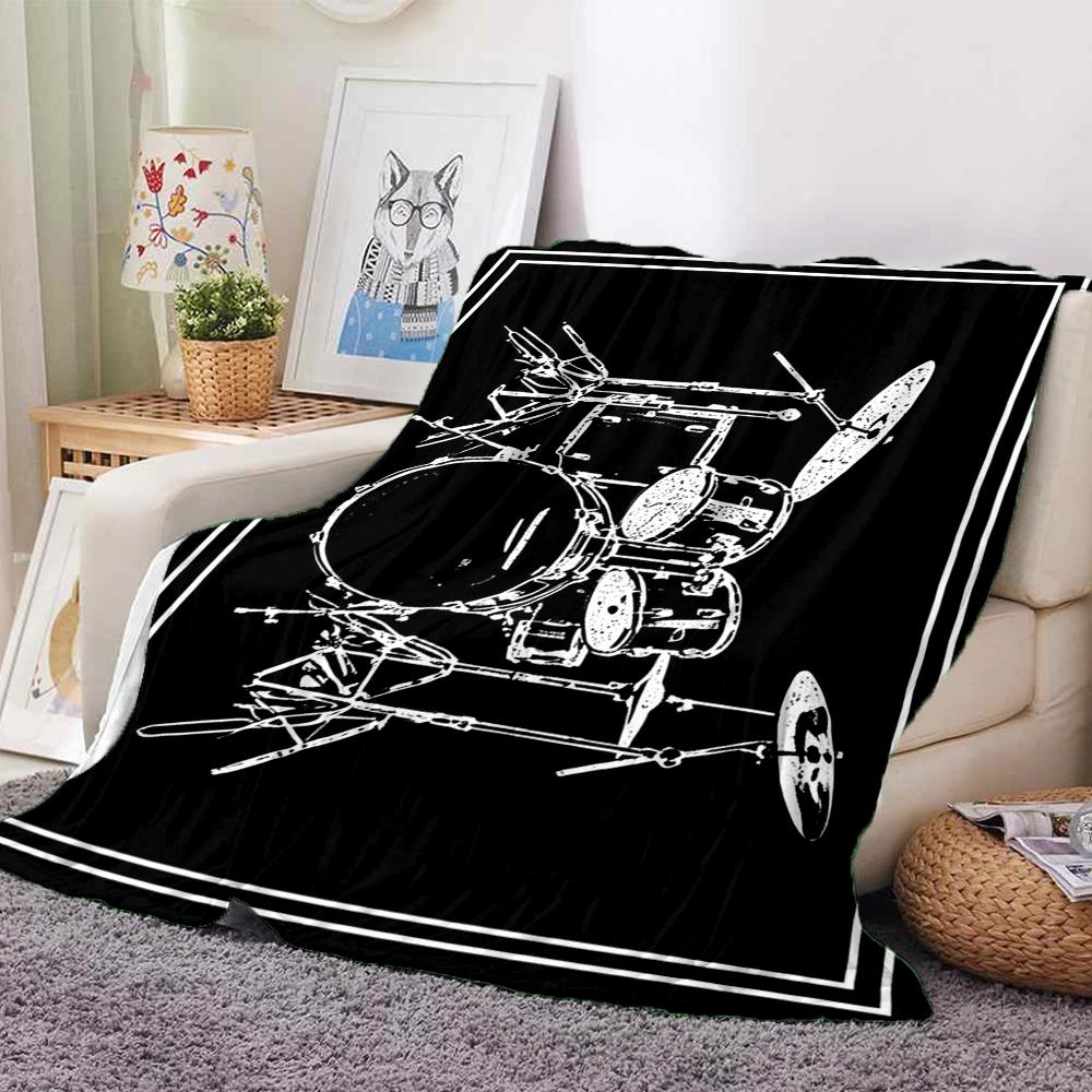 1Pc Drum Set Artwork Blanket Soft And Comfortable Casual Warm Camping Travel Christmas Halloween Xmas Gift M928656