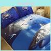 Luxurious 3d Shark Duvet Cover With Pillow Cases Marine Animal Quilt Bedding Set New