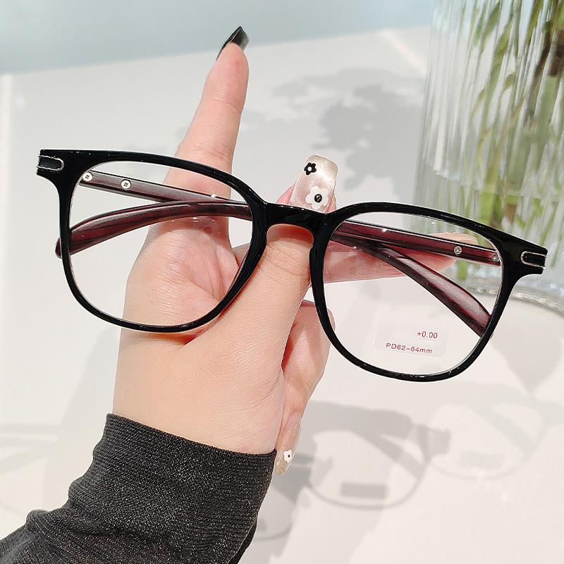 New Square Frame Retro Glasses Imitation Wood Grain Legs Fashionable Reader Style 8376