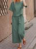 Plus Size Casual Solid Color Short Sleeve Sportswear Set