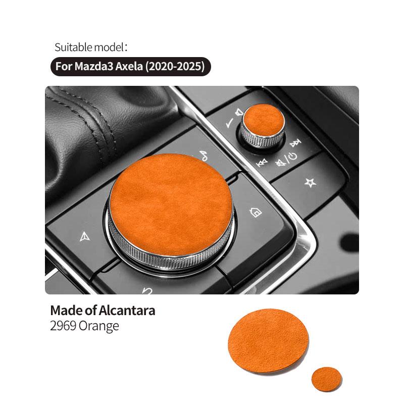 For Mazda 3 Axela Center Console Multimedia Knob Button Cover Trim Sticker Car Interior Tuning Accessories Made of Alcantara