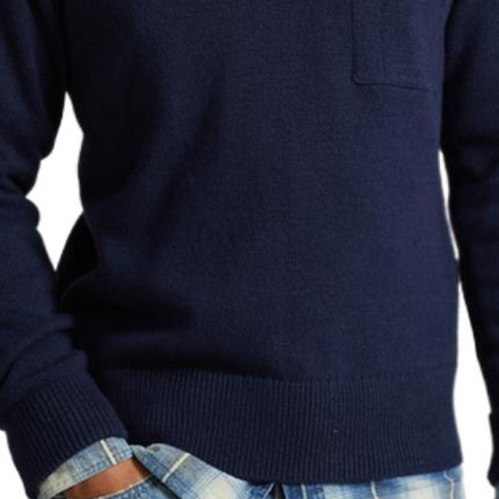 Polo Ralph Lauren Solid Color Cotton Pocket Crew Neck Sweater Men sweater Navy-Blue MNPOSWE16821181-410